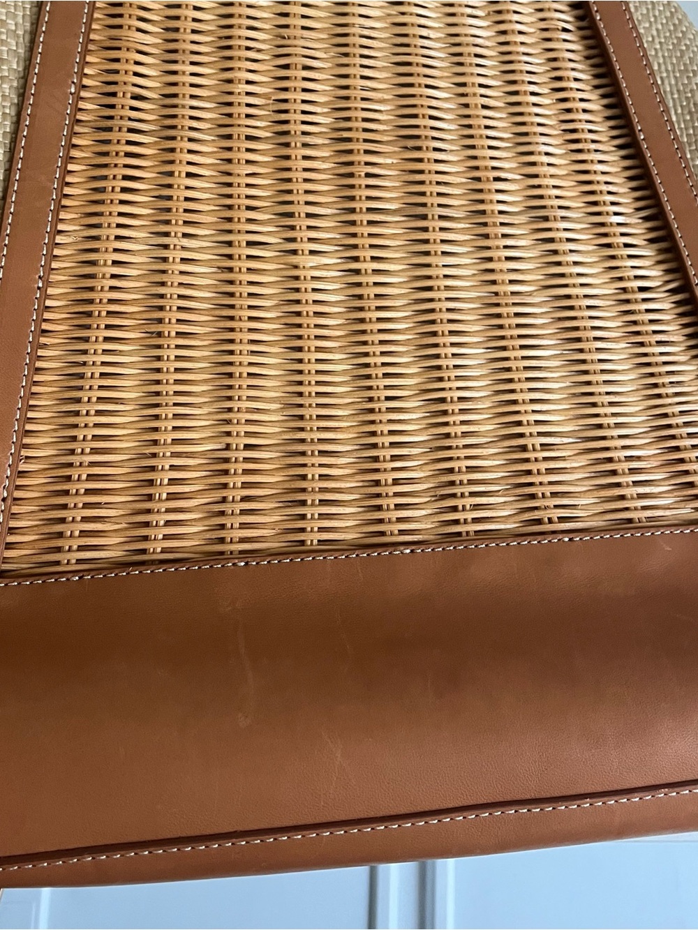 J. McLaughlin “Meeka” Bamboo, Wicker & Leather Tote Handbag Nantucket Style Bag - Picture 6 of 10